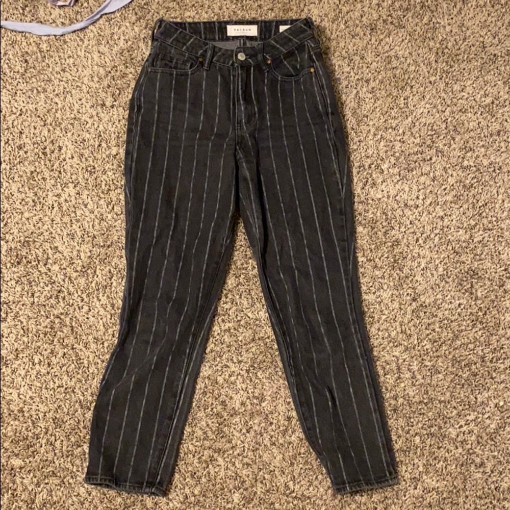Pac sun mom jeans black with white stripes